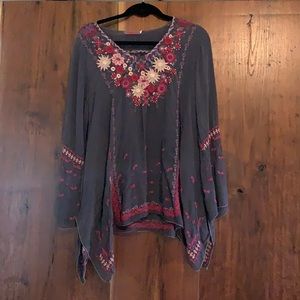 Johnny Was Wish Stitch Embroidered Tunic Size Med